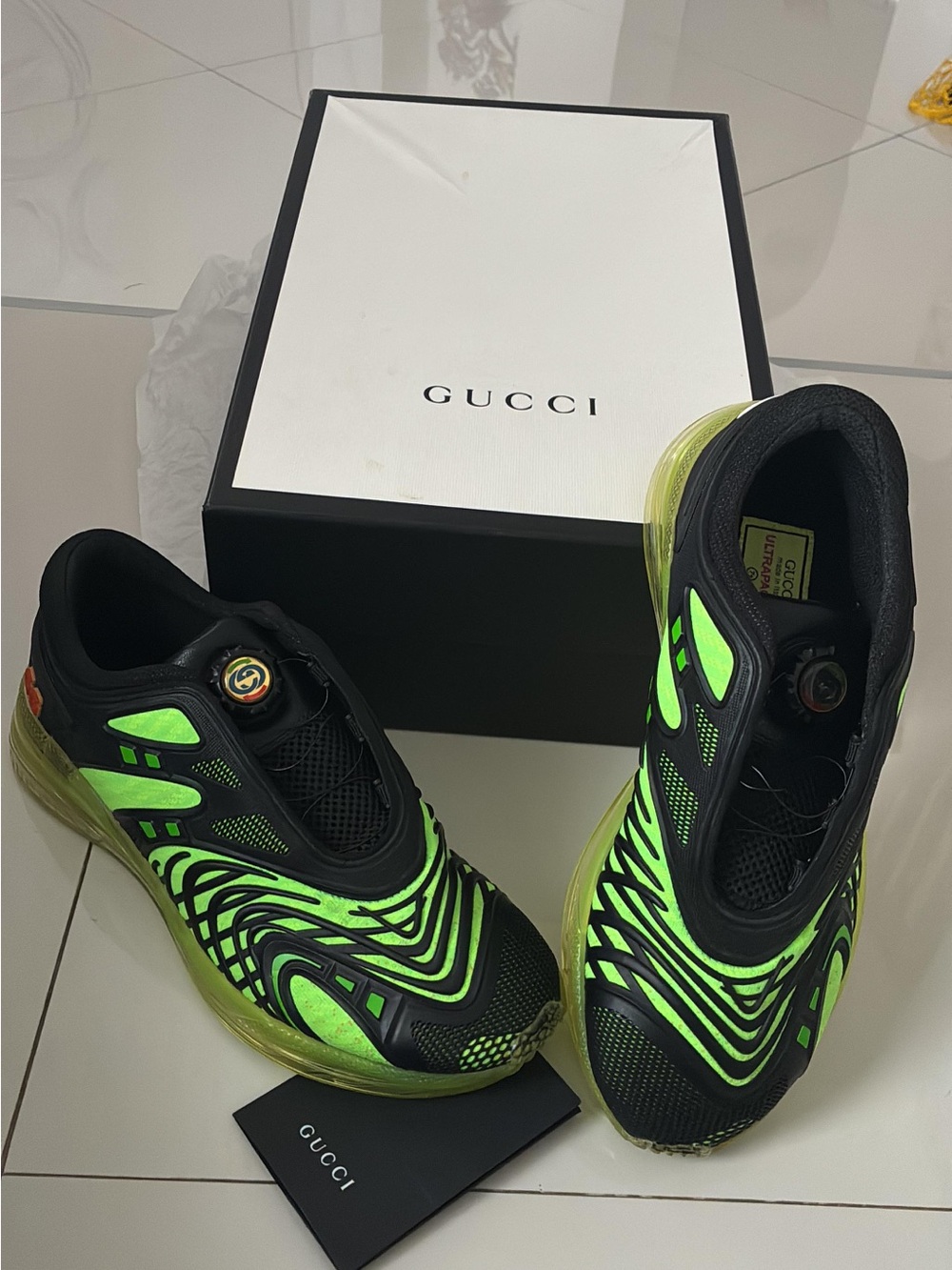 Gucci Men’s Black & Neon Green Wave Runner Sneakers